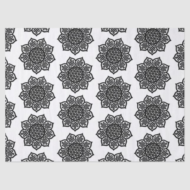 Papel De Seda GOTHIC SUN Black White Celtic Knots (Anverso)