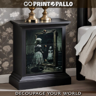 Papel De Seda Gótica muñeca fantasma en un maldito espejo