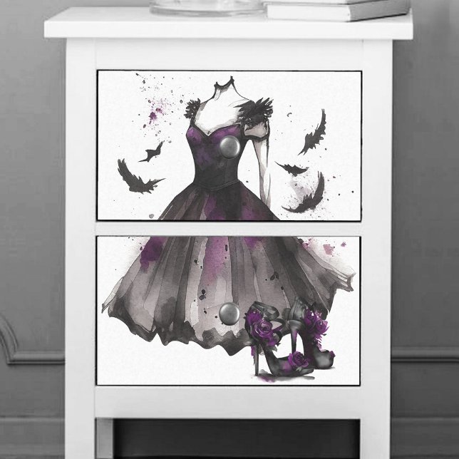 Papel De Seda Gótico Bat Fashion | Vestido gris púrpura tacones  (Subido por el creador)