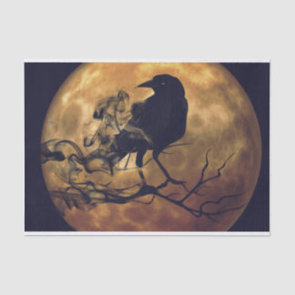 Papel De Seda Gótico Crow Naranja Moon Decoupage