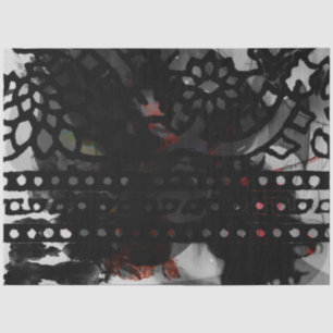 Papel De Seda Gótico de encaje negro Flor roja Arte raro