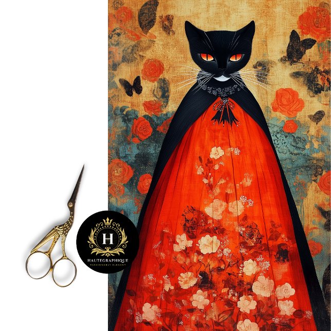 Papel De Seda Gótico Decoupage de Gato Negro (Subido por el creador)