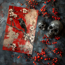 Gótico Floral Vintage Cuervo Decoupage 