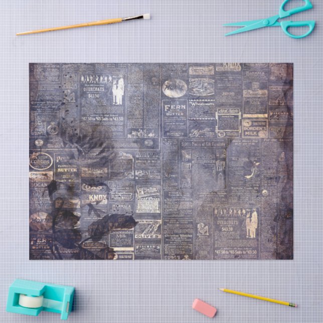 Papel De Seda Gótico Grunge Índigo (Artesanía)