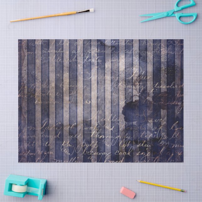 Papel De Seda Gótico Grunge Índigo  (Artesanía)