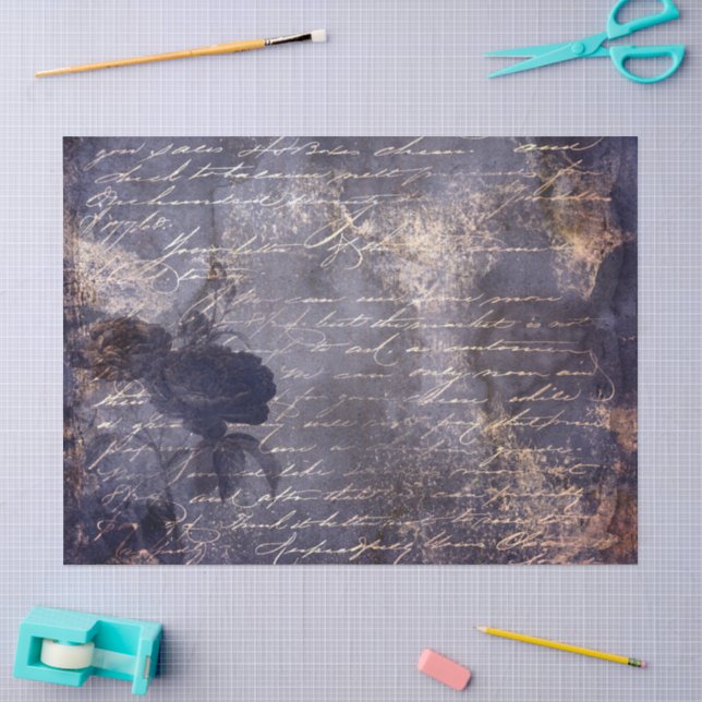 Papel De Seda Gótico Grunge Índigo  (Artesanía)