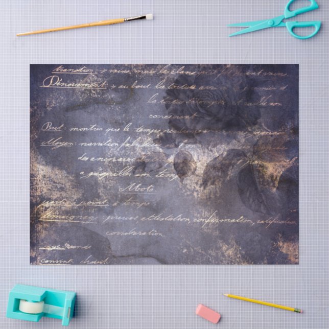 Papel De Seda Gótico Grunge Índigo  (Artesanía)