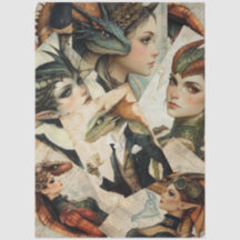 Gótico Mithológico Nymph Fantasy Dragon Collage