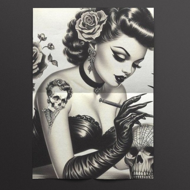 Papel De Seda Gótico retro tatuado Pin-up (Subido por el creador)