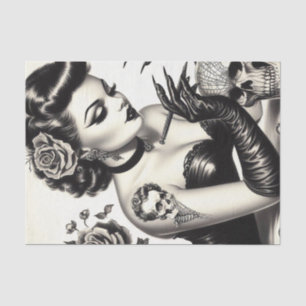 Papel De Seda Gótico retro tatuado Pin-up