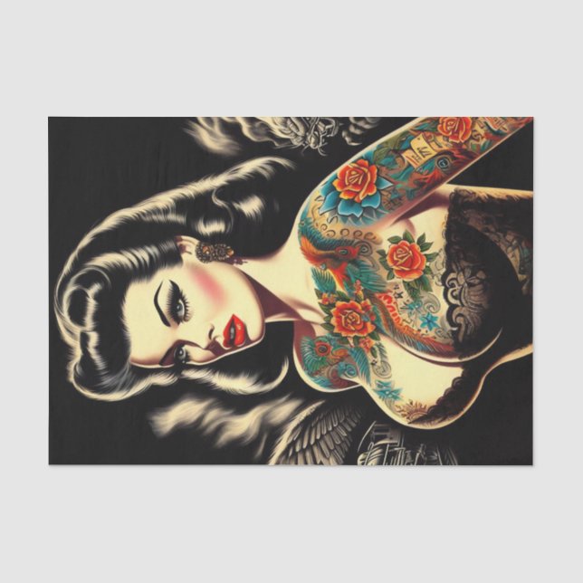 Papel De Seda Gótico tatuado Pin-up (Anverso)