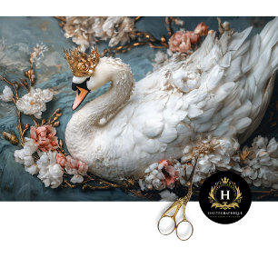 Papel De Seda Graceae Ornate White Swan Florals Decoupage