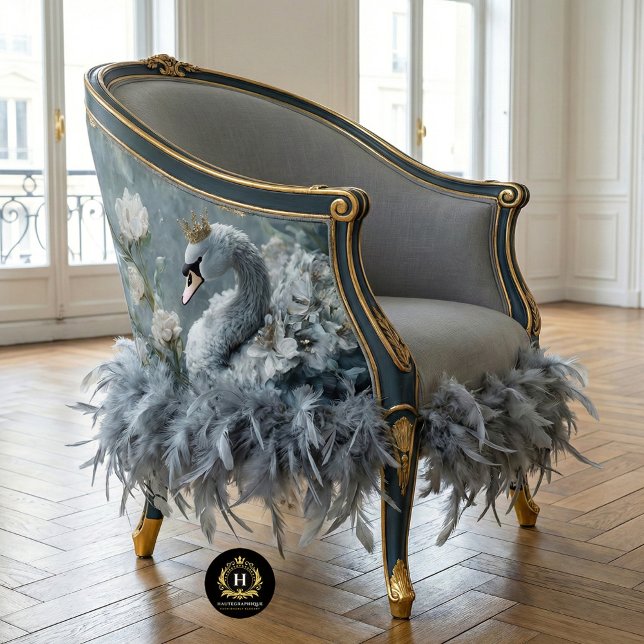 Papel De Seda Graceus Grey Swan Gold Crown Floral Decoupage (Subido por el creador)