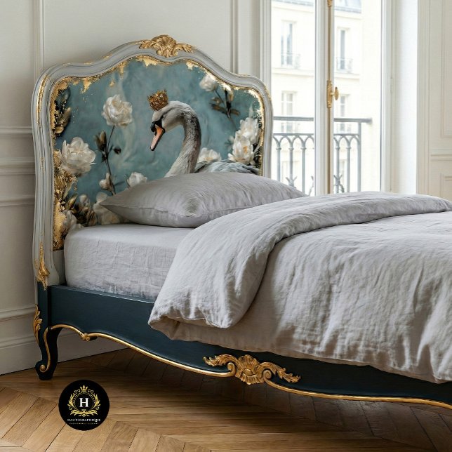 Papel De Seda Graceus Grey Swan Gold Crown Floral Decoupage (Subido por el creador)