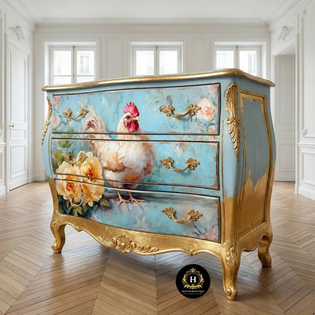 Papel De Seda Graceus White Chicken Yellow Blooms Decoupage (Subido por el creador)