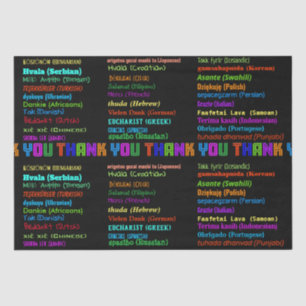 Papel De Seda Gracias en 30 Idiomas Apreciación