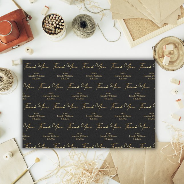 Papel De Seda gracias feliz cumpleaños oro negro patrón de lujo (Subido por el creador)