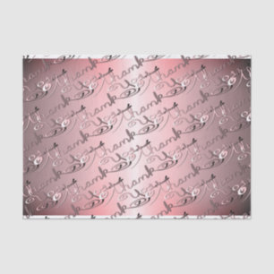 Papel De Seda "Gracias" Fuente de Rosa Silvery escrita a mano