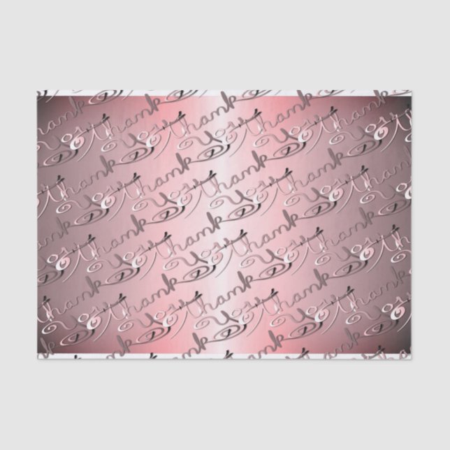 Papel De Seda "Gracias" Letra Rosa silvery escrita a mano (Anverso)