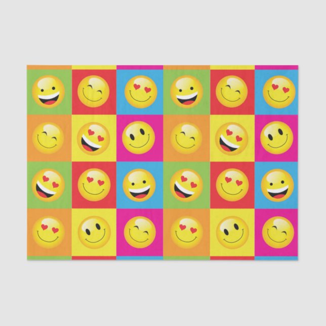 Papel De Seda Graciosa Emoji feliz sonrisa enfrenta periódico Fi (Anverso)