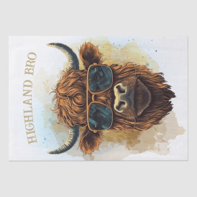 Papel De Seda Graciosa vaca Highland con gafas de sol (Anverso)