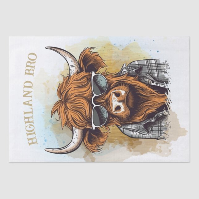 Papel De Seda Graciosa vaca Highland con gafas de sol (Anverso)
