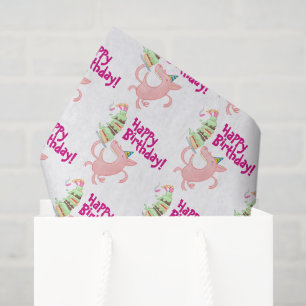 Papel De Seda ¡Gracioso Cerdo Feliz Cumpleaños! Personalizado de