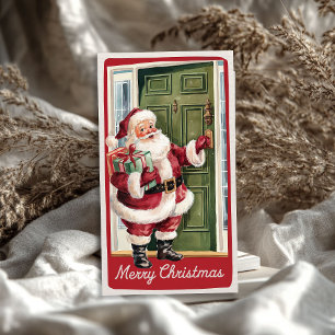 Papel De Seda Gracioso Papá Noel Vintage con regalo de Navidades