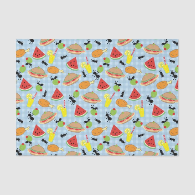 Papel De Seda Gracioso patrón de comida picnic (Anverso)
