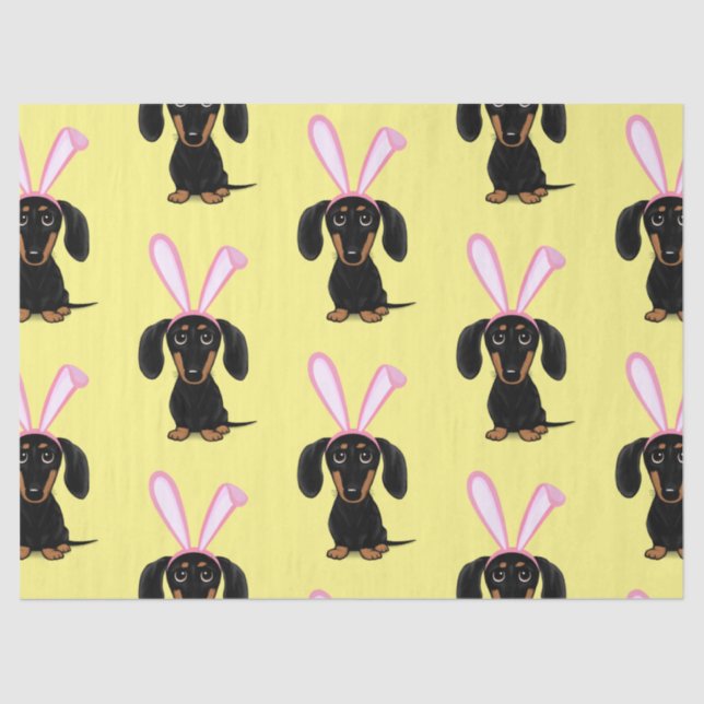 Papel De Seda Gracioso perro conejo de Pascua negro y tan Dachsh (Anverso)