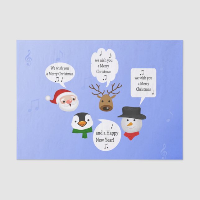 Papel De Seda Gracioso Te deseamos una Feliz Navidad (Anverso)