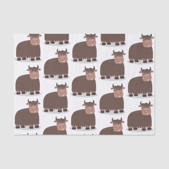 Papel De Seda Gracioso yak feliz comiendo hierba personalizado i (Anverso)