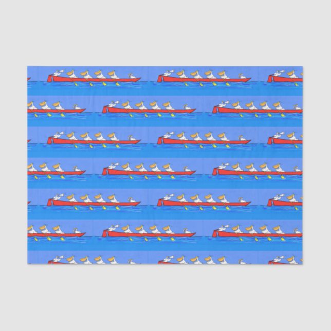 Papel De Seda Graciosos pelícanos remando ilustracion personaliz (Anverso)