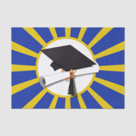 Papel De Seda Grad Cap con azul y oro