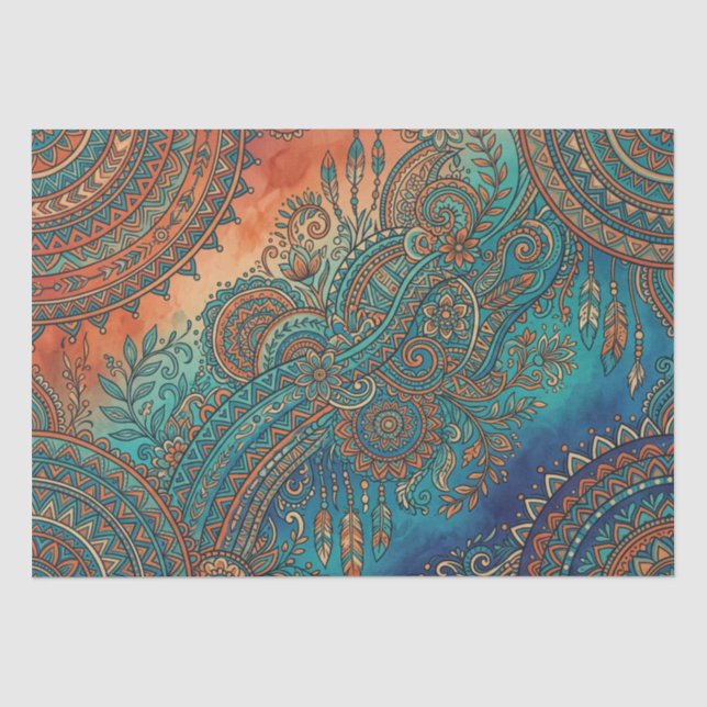 Papel De Seda Gradiente de Arcoíris Tribal (Anverso)