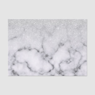 Papel De Seda Gradiente de mármol Purpurina blanco plateado glam