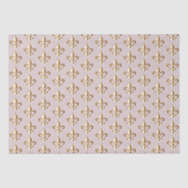 Papel De Seda Gradiente de oro cincelado Heraldic Fleur de lis R (Anverso)