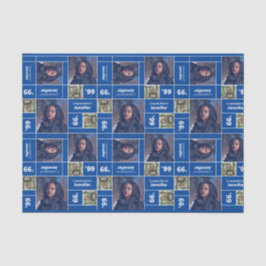 Papel De Seda Graduación de foto cuadrada clase año azul