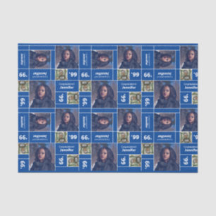 Papel De Seda Graduación de foto cuadrada clase año azul