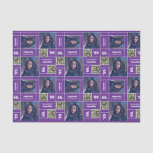 Papel De Seda Graduación de fotografía cuadrada año púrpura