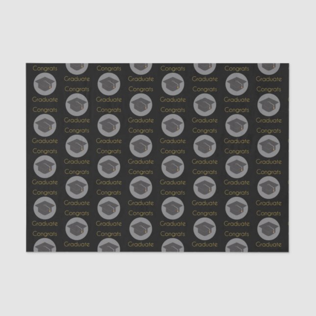 Papel De Seda Graduación de graduados de felicitaciones en negro (Anverso)