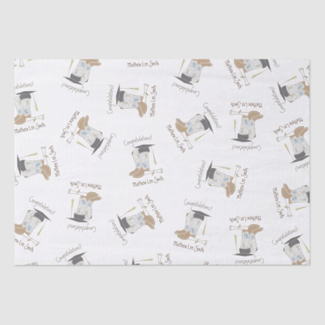 Papel De Seda Graduación de Vaquero País Fiesta Occidental (Anverso)