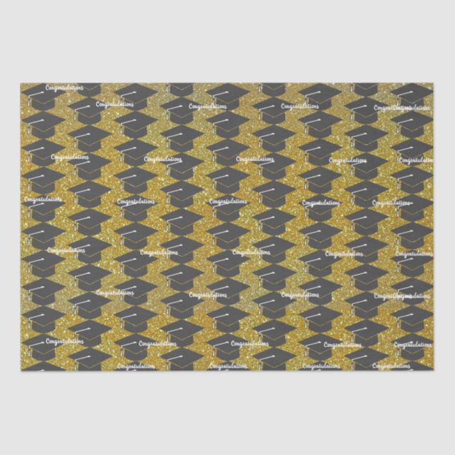 Papel De Seda Graduación Felicitaciones Purpurina Cap Gold (Anverso)