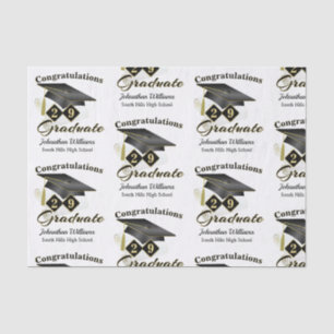 Papel De Seda Graduación personalizada en negro y oro