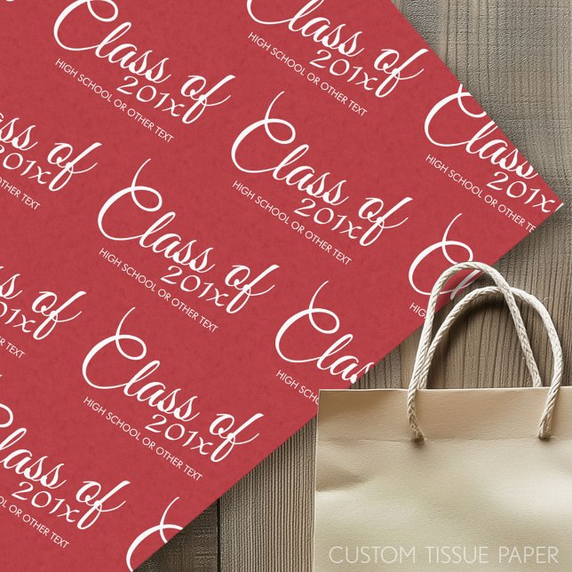 Papel De Seda Graduación roja del año Personalizado y texto (Custom Tissue Paper)