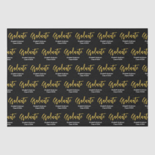 Papel De Seda Graduado Black White Gold Grad Name Clase de 2024