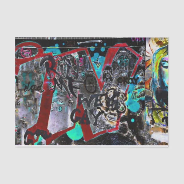 Papel De Seda Graffiti Black Red Urban Street Wall Art (Anverso)