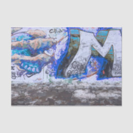 Papel De Seda Graffiti Blue Urban Grunge Street Wall Painting