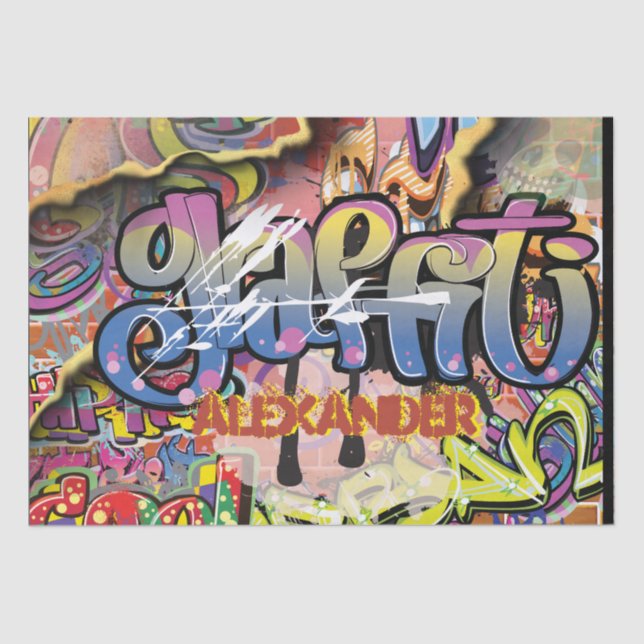 Papel De Seda Graffiti garabateado, raspado o pINADO ladrillos (Anverso)