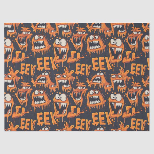 Papel De Seda Graffiti Monstruo Eek Negro Halloween (2) (Anverso)